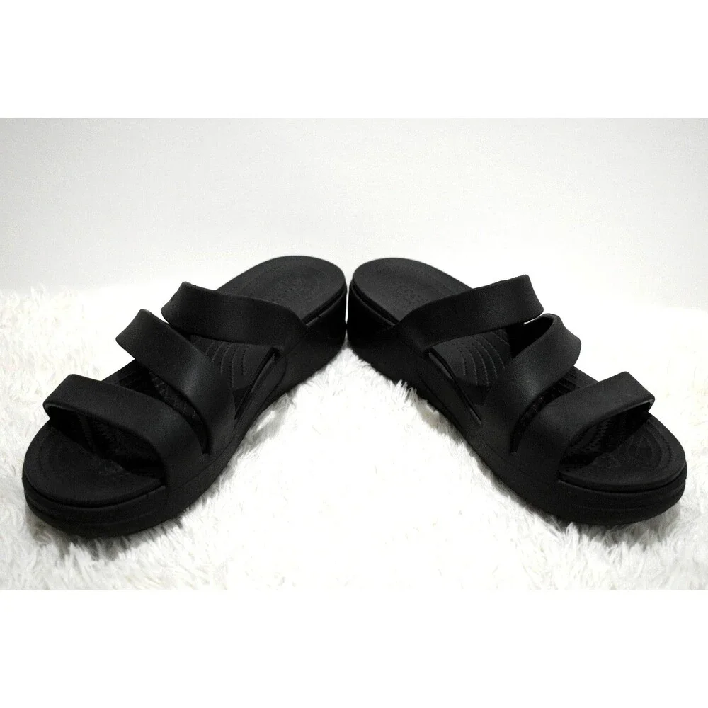 Crocs Getaway Sandal Women's Size 13 Black Triple Strap Slides Casual Shoe Flat
